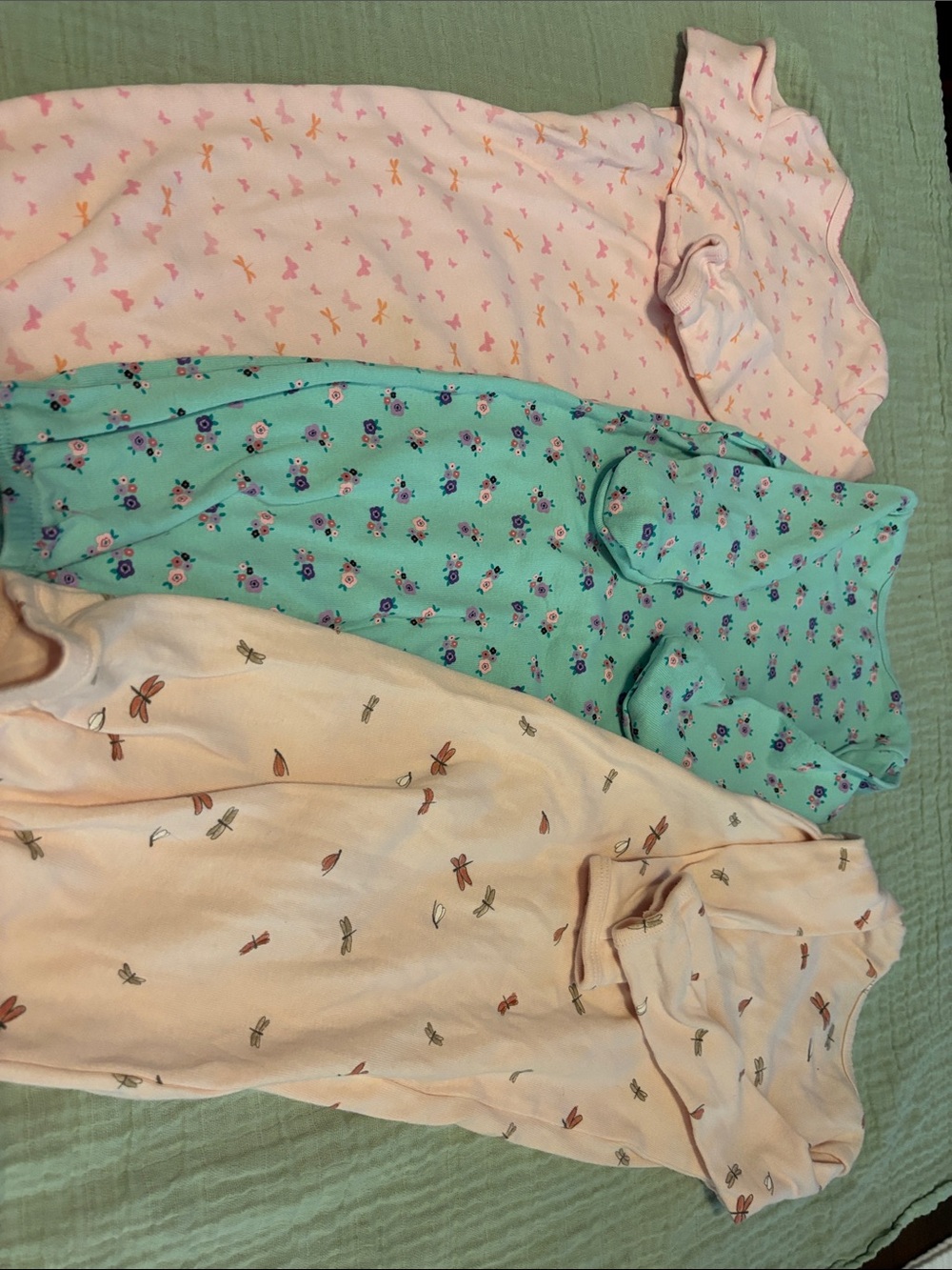 Carter's Baby Girl Long-Sleeve Sleep Gowns in Pink, Mint & Peach - Picture 3 of 3